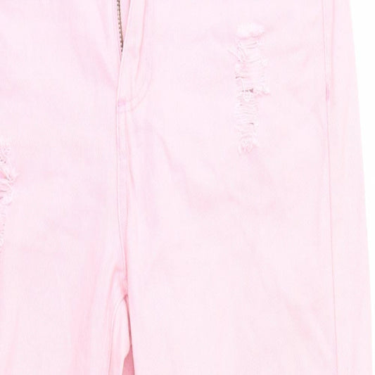 Boohoo Womens Pink Straight Jeans Size 10 L26 in