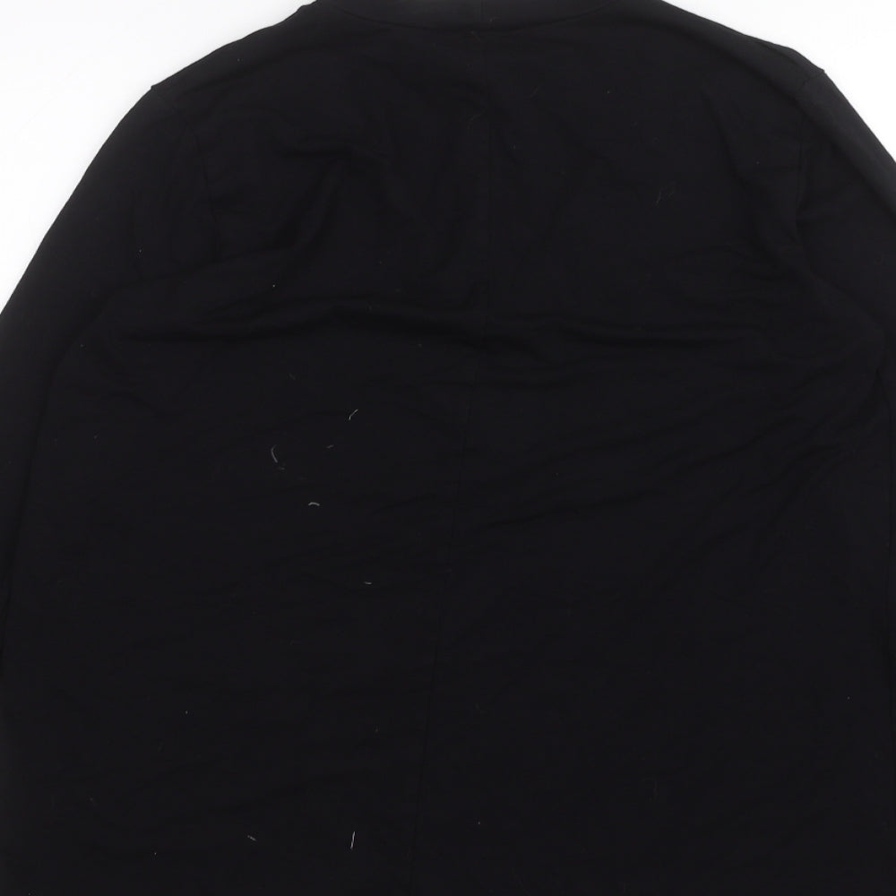 Brand and care label for ASOS women’s black basic t-shirt, size UK 6