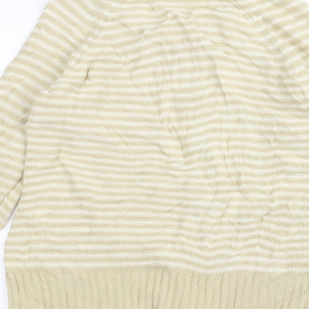 BM Womens Yellow Striped Cardigan Jumper Size S