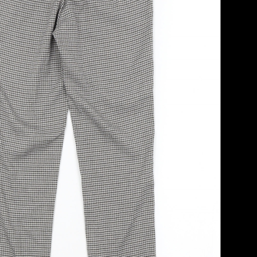 M&S Womens Grey Check Trousers Size 8 L26 in