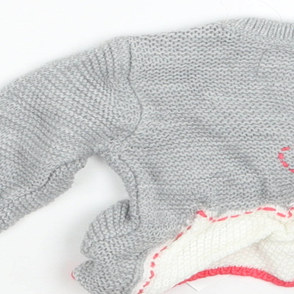 F&F Girls Grey Knit Pullover Jumper Size 0-3 Months