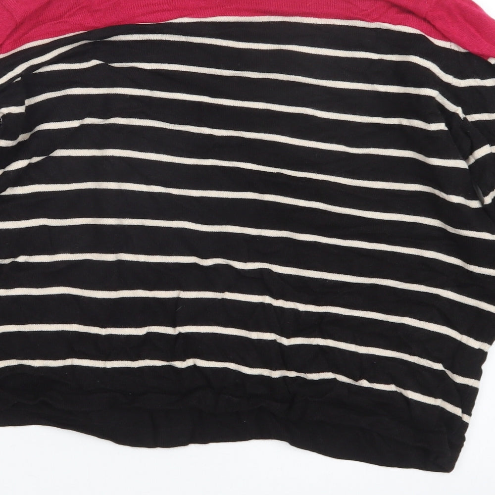 Marks and Spencer Womens Black Striped Knit Pullover Jumper Size 14