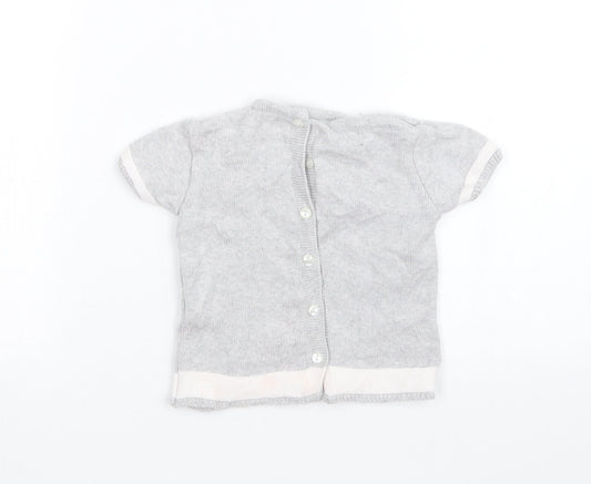 Preworn Girls Grey Knit Pullover Jumper Size 12-18 Months