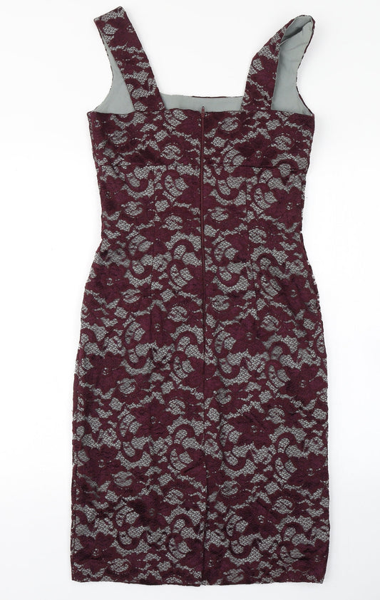 Hybrid Womens Purple Lace Pencil Dress Size 12