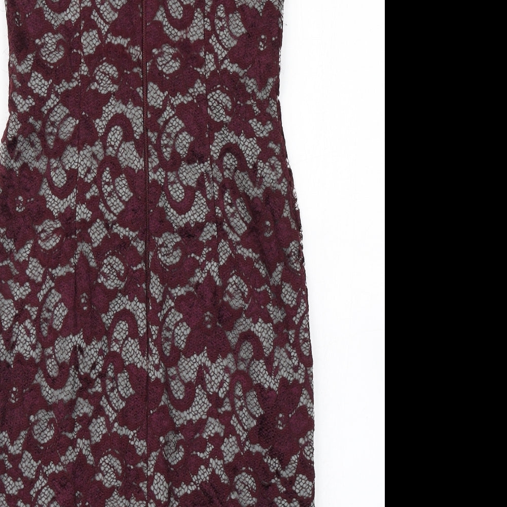 Hybrid Womens Purple Lace Pencil Dress Size 12