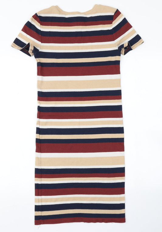 FOREVER 21 Womens Brown Striped Knit Bodycon Size L