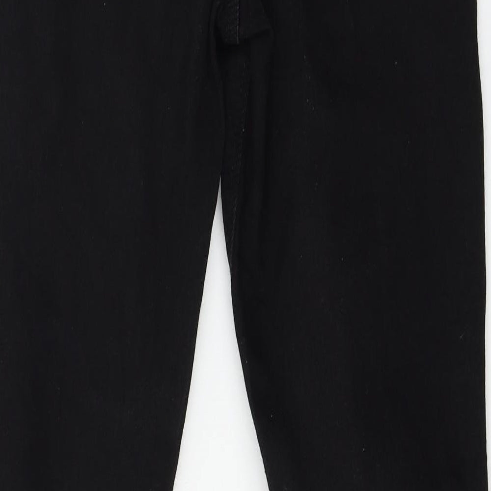 Brand and care label for Denim & Co. women’s black denim skinny jeans, size UK 12, 28-inch leg