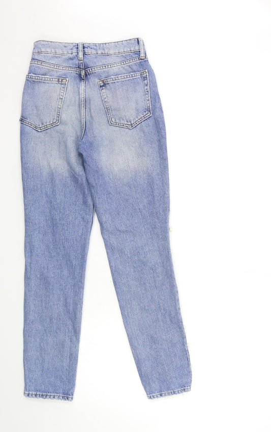 H&M Womens Blue Denim Straight Jeans Size 6 L29 in
