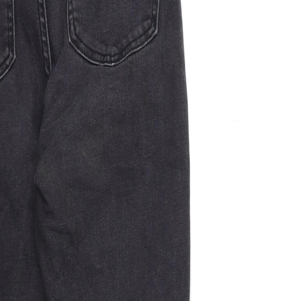 Brand and care label for Denim & Co. women’s black denim skinny jeans, size UK 8, 27-inch leg
