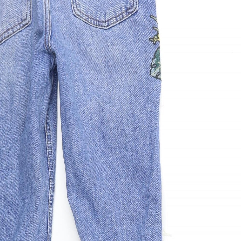 Brand and care label for Denim & Co. women’s blue denim straight jeans, size UK 6, 27-inch leg