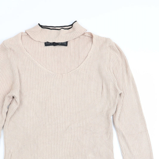 Topshop Womens Beige Basic T-Shirt Size 8