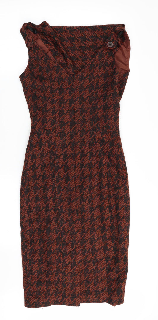 NEXT Womens Brown Geometric Fit & Flare Size 6