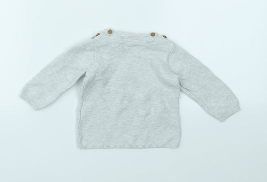 M&S Girls Grey Pullover Jumper Size 6-9 Months