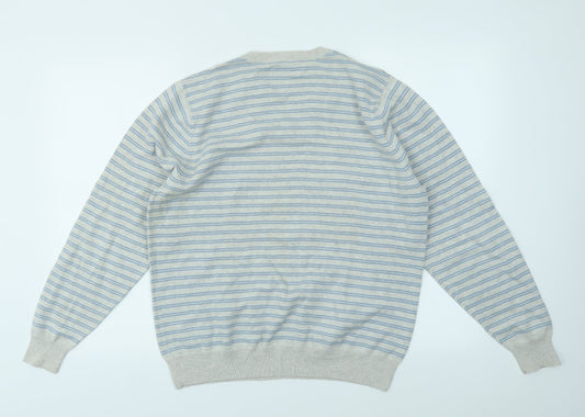 M&S Mens Multicoloured Striped Pullover Sweatshirt Size M