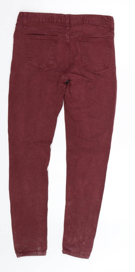 Preworn Womens Red Denim Skinny Jeans Size 27 L25 in