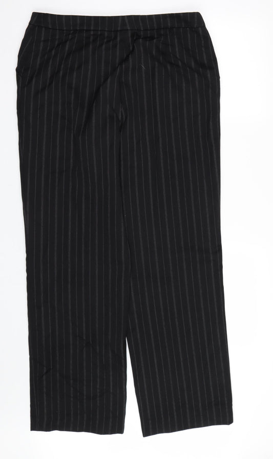 Armani Womens Black Striped Trousers Size 20 L30 in