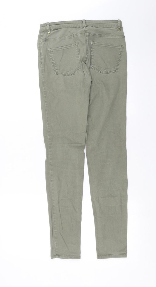 H&M Womens Green Denim Skinny Jeans Size 8 L30 in