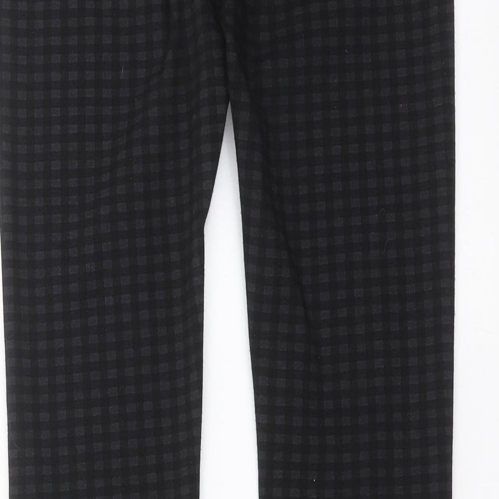 Primark Womens Black Check Trousers Size 8 L30 in