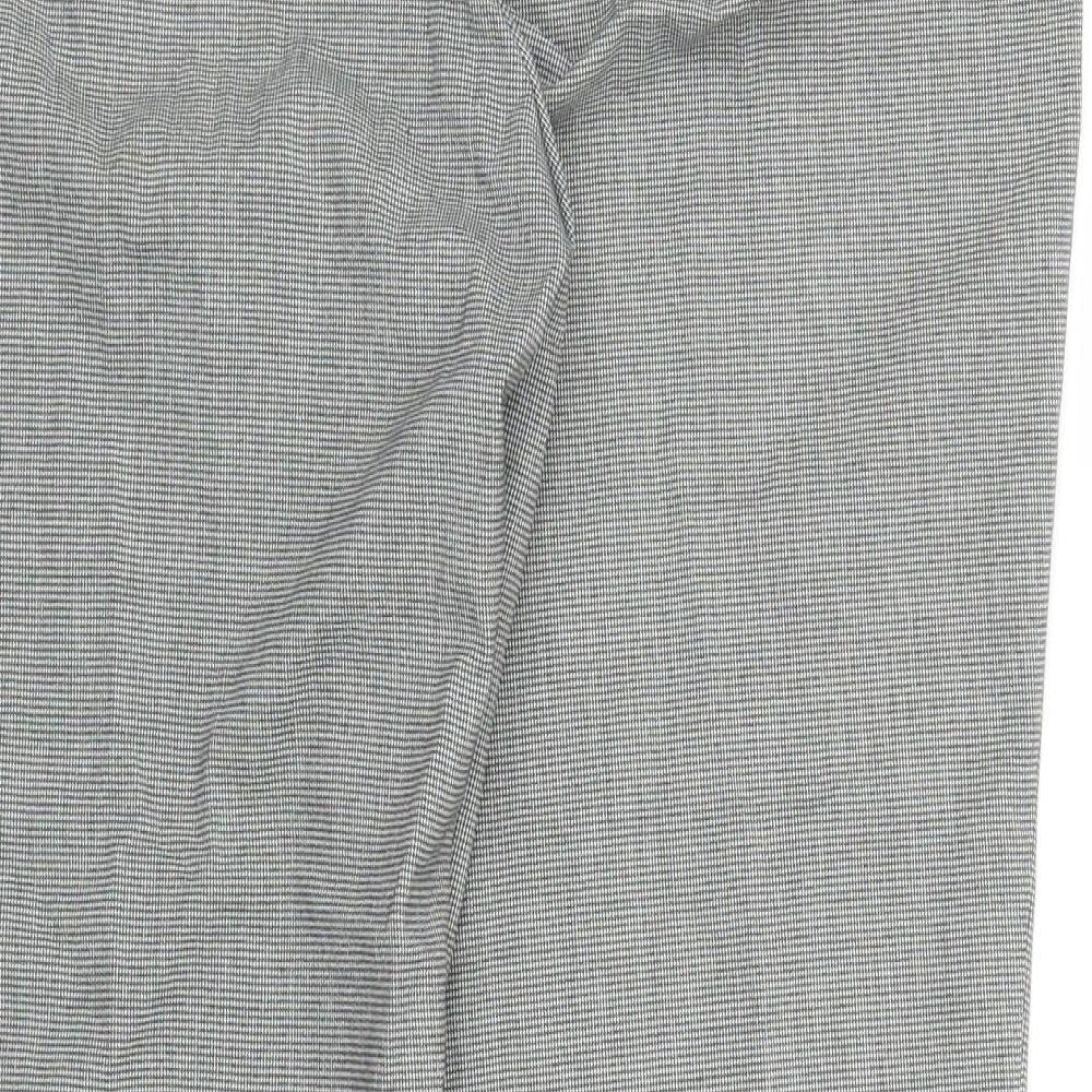 Brand and care label for Miss Selfridge women’s grey houndstooth pedal pusher trousers, size UK 12, 24-inch leg