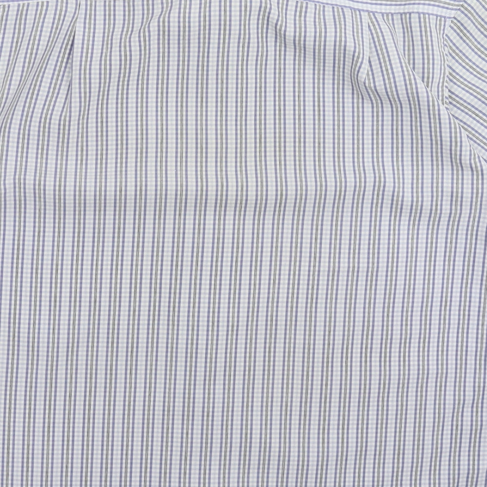 Cotton Traders Mens White Check Button-Up Size L