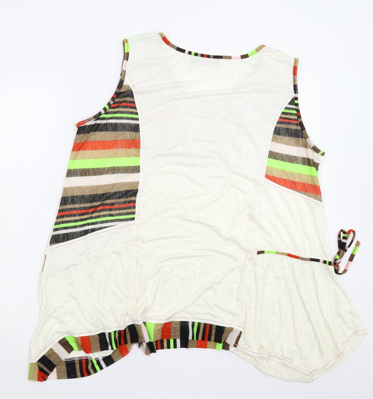 C'Melodie Womens White Striped Basic Tank Size 2XL