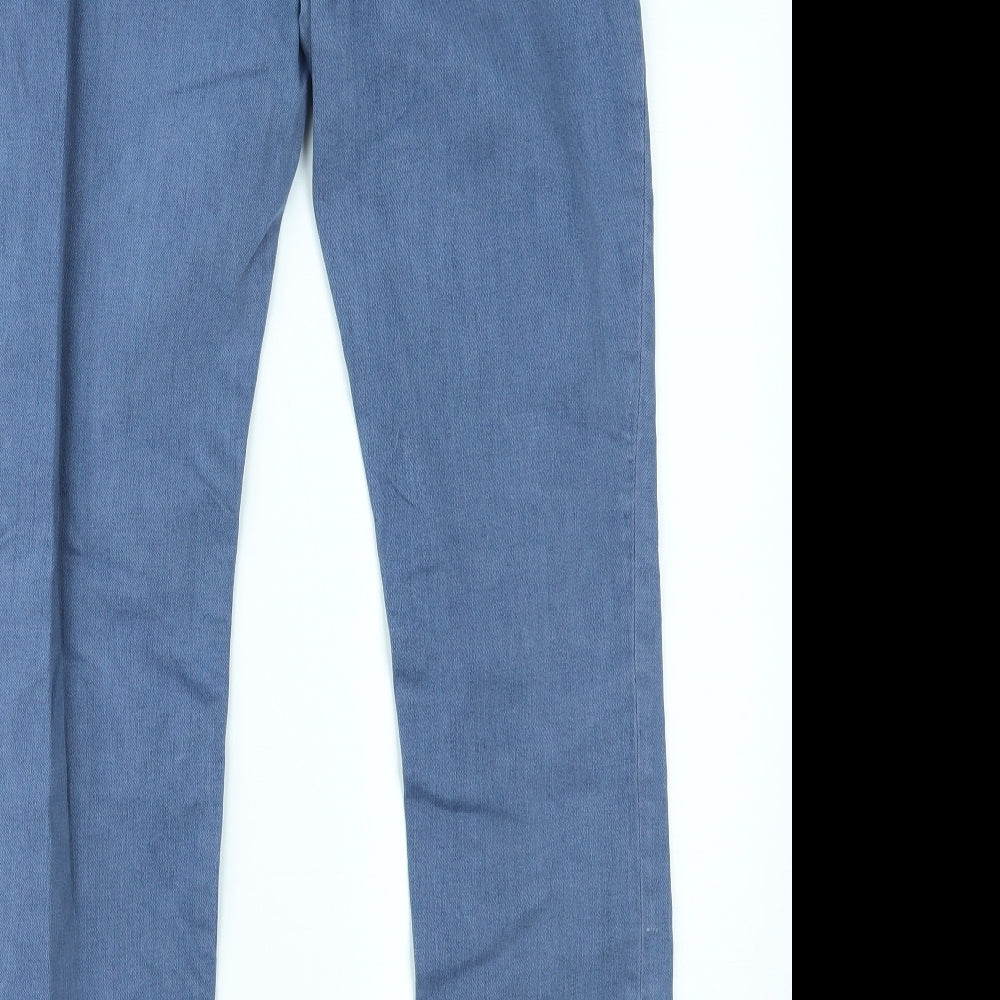 Brand and care label for EDC women’s blue denim skinny jeans, size UK 29, in, 30-inch leg