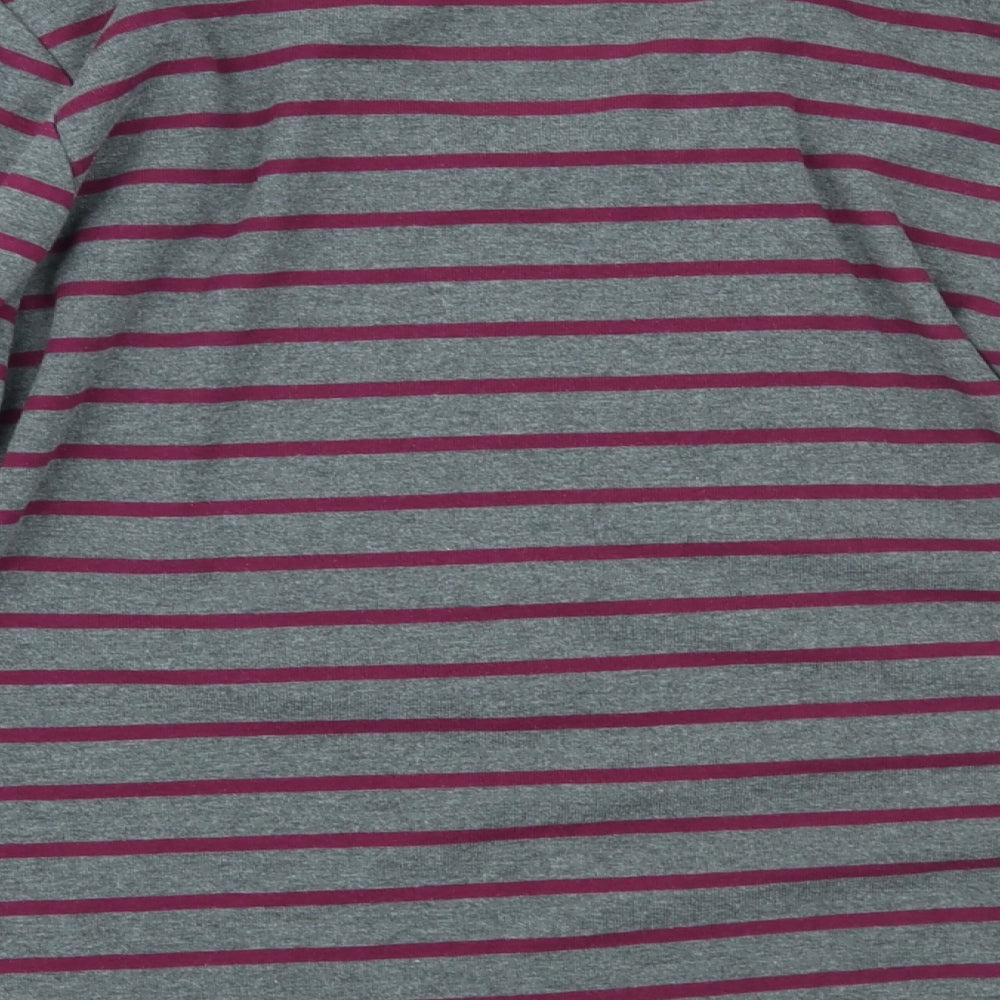 ALEXARA Womens Grey Striped Basic Blouse Size 16