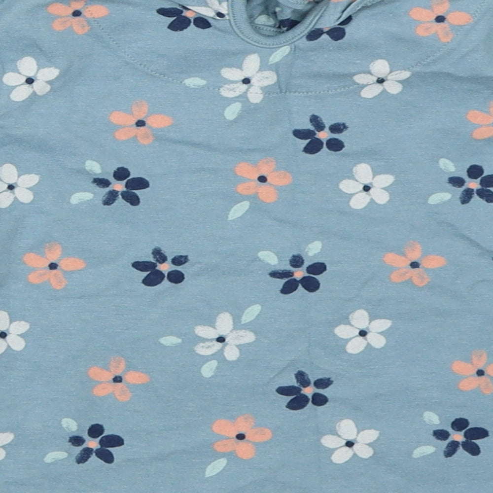 TU Girls Blue Floral Basic T-Shirt Size 3-4 Years