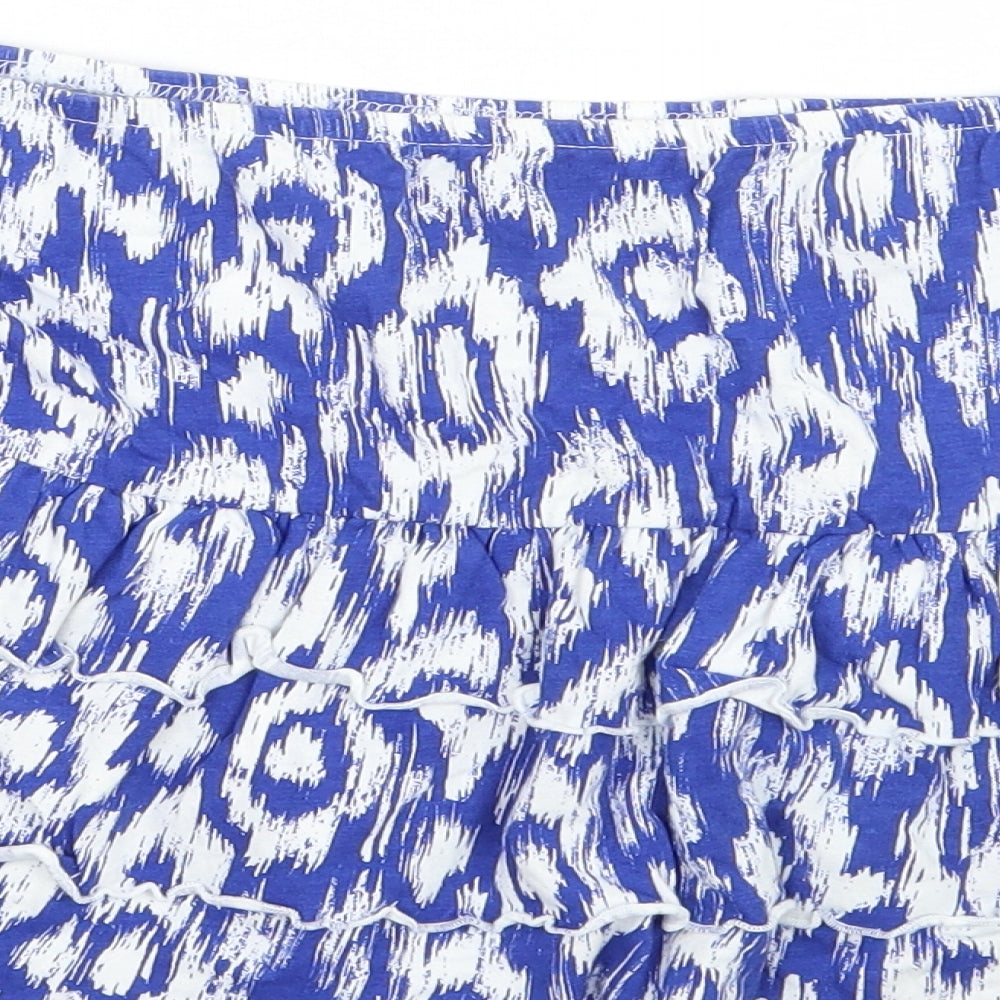 South Womens Blue Animal Print Basic Tank Size 16