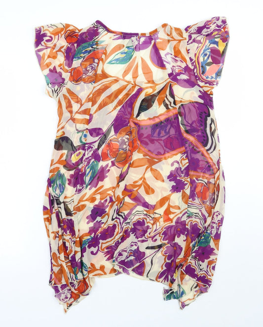 Fashion Fair Womens Beige Floral Basic Blouse Size S