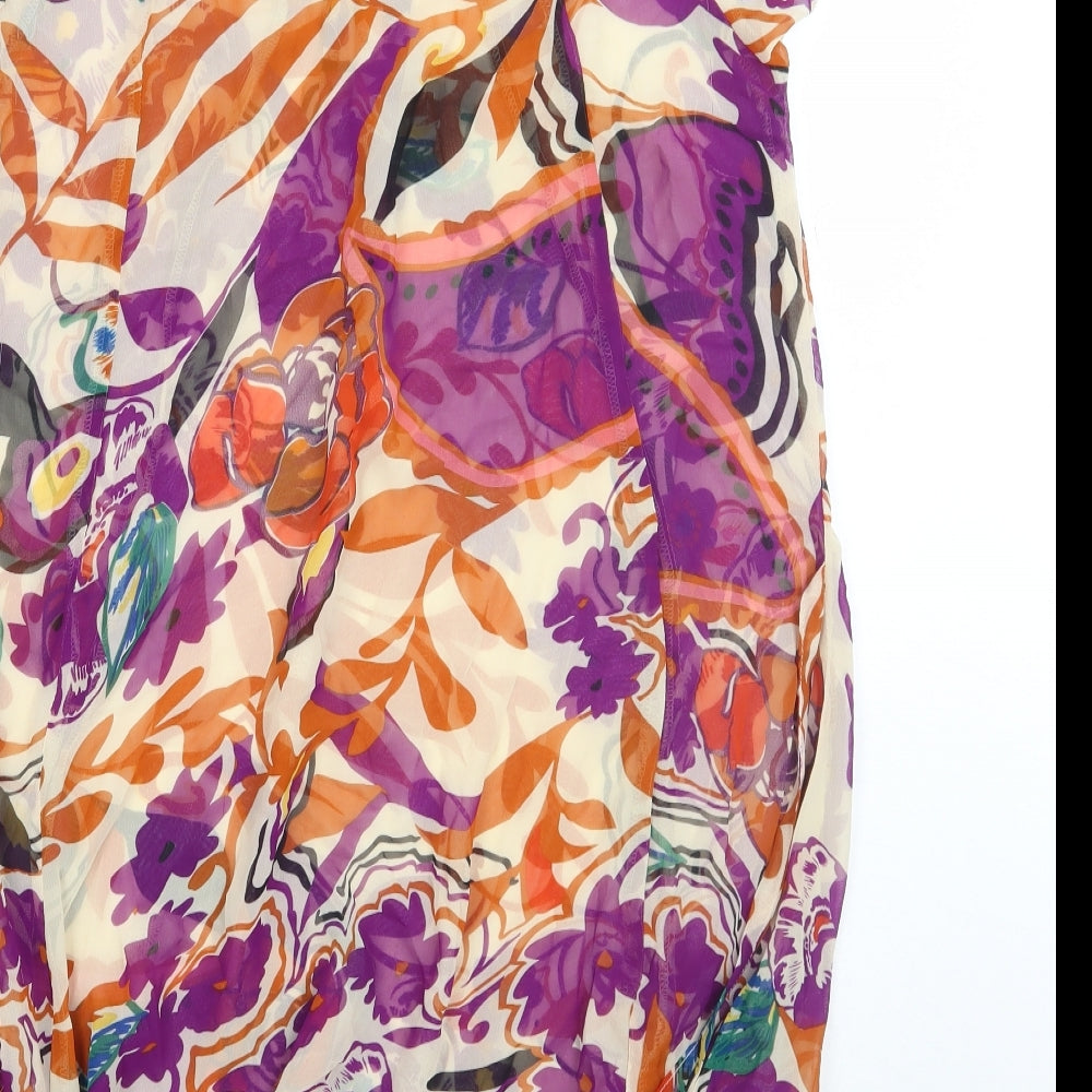 Fashion Fair Womens Beige Floral Basic Blouse Size S