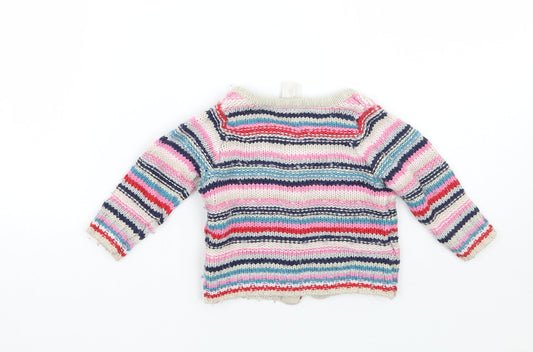 H&M Girls Pink Striped Cardigan Jumper Size 3-6 Months