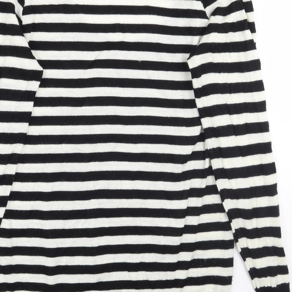 Look Womens Black Striped Pullover Jumper Size 14