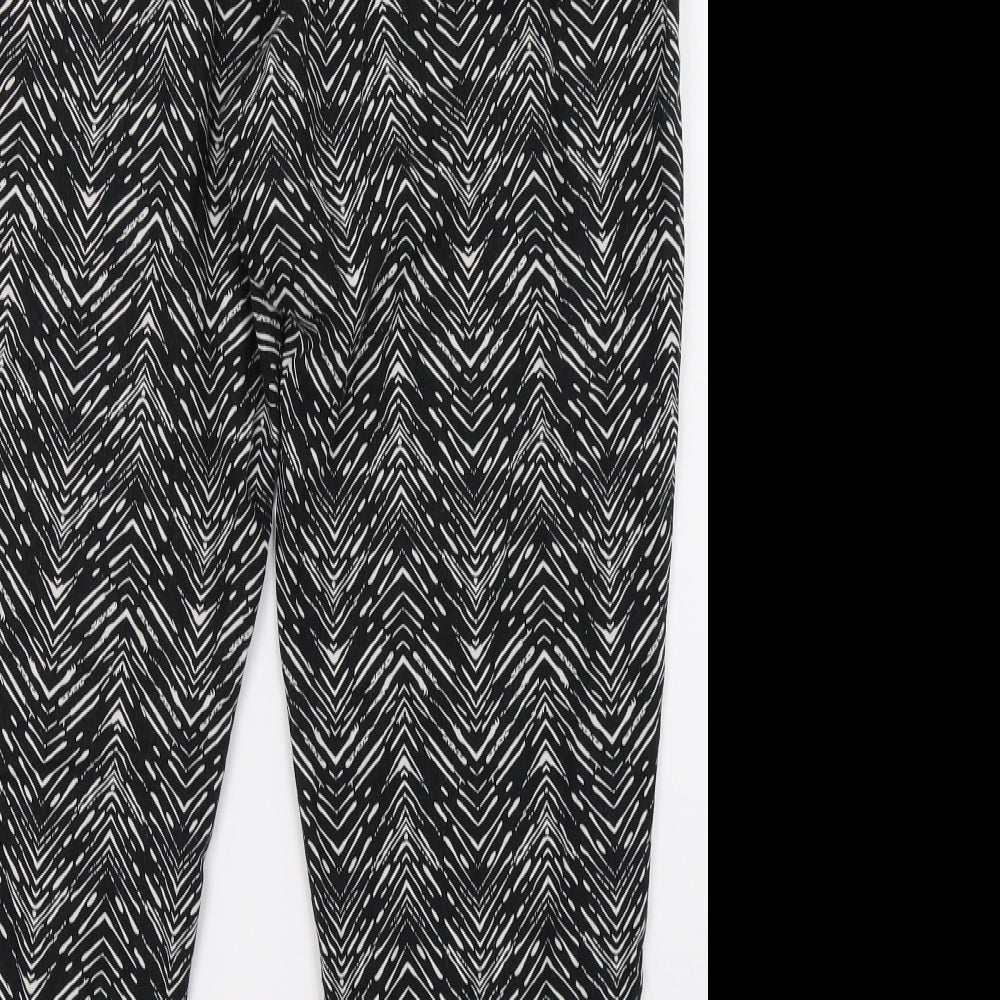 Preworn Womens Black Animal Print Trousers Size 12 L28 in