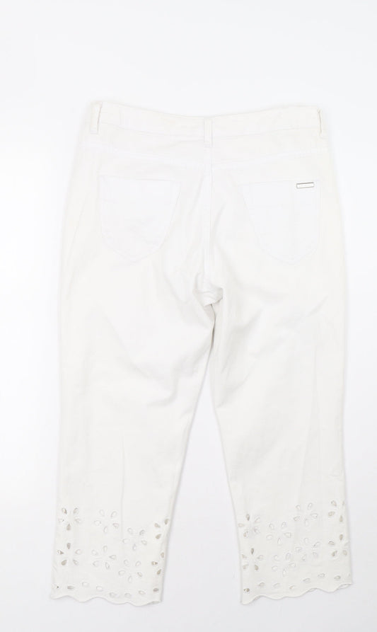 Kaleidoscope Womens White Denim Straight Jeans Size 12 L24 in