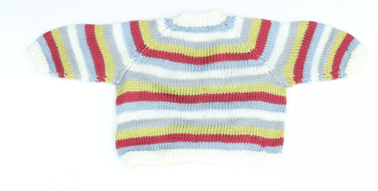 Preworn Baby Multicoloured Striped Cardigan Jumper Size 3-6 Months