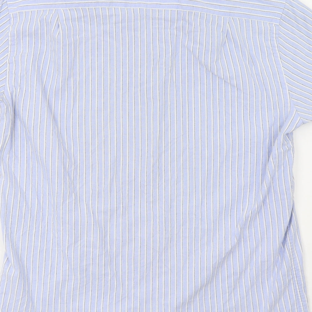 Taylor & Wright Mens Blue Striped Button-Up Size 16