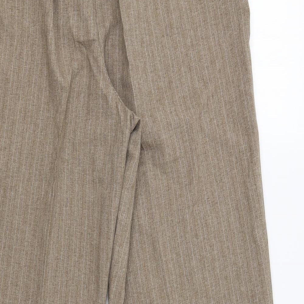 BHS Womens Beige Striped Trousers Size 14 L28 in