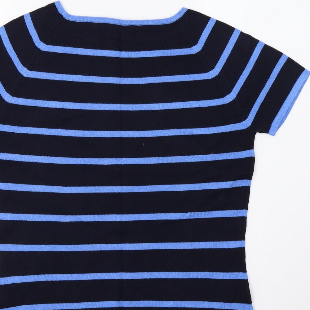 M&S Womens Blue Striped Pullover Jumper Size 14