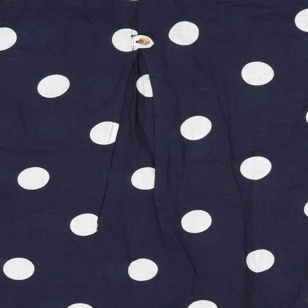 Preworn Womens Blue Polka Dot Basic Blouse