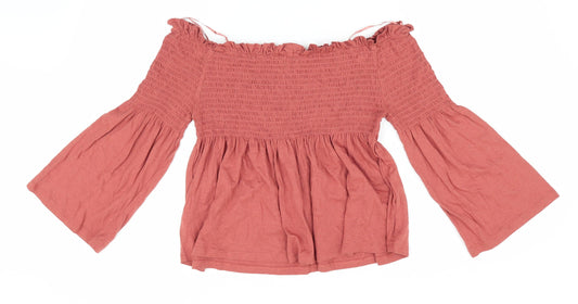 New Look Womens Brown Basic Blouse Size 14 - Elasticated Bodice