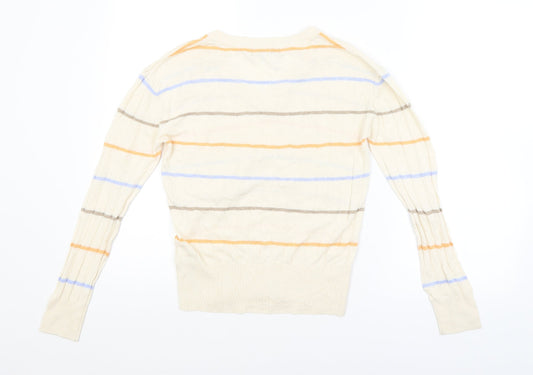 M&S Mens Beige Striped Pullover Jumper Size S