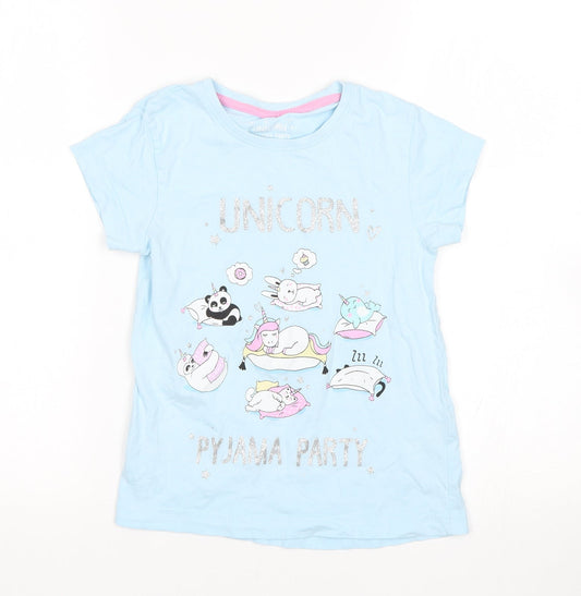 Matalan Girls Blue Top Pyjama Top Size 8 Years - Unicorn