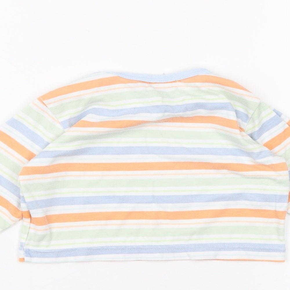 Brand and care label for Baby C Baby White Striped Basic T-Shirt, size 3-6, Months