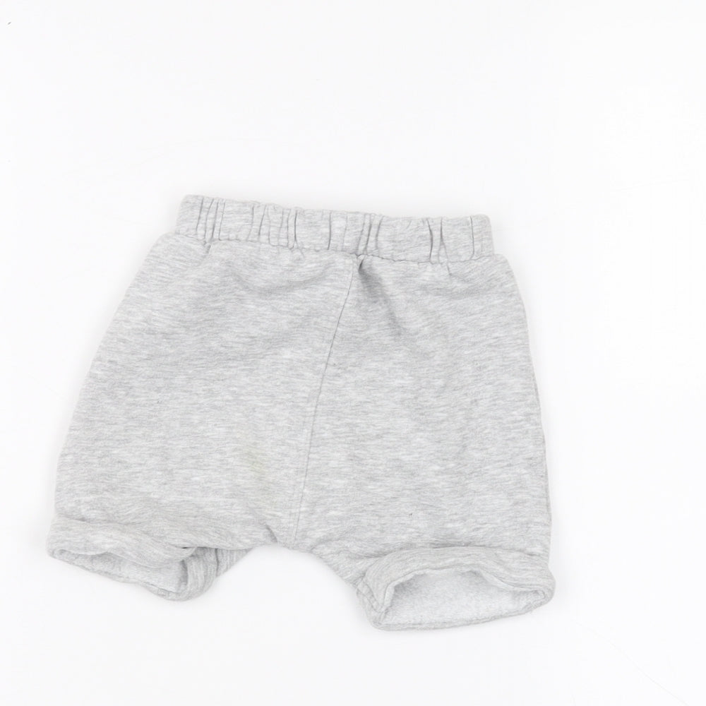 Brand and care label for Matalan Baby Grey Cropped Trousers, size 6-9, Months