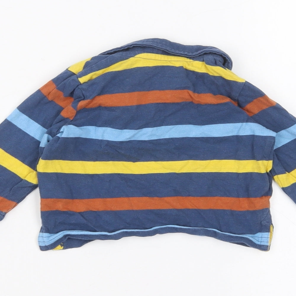 Brand and care label for M&Co Baby Blue Striped Basic Polo, size 3-6, Months