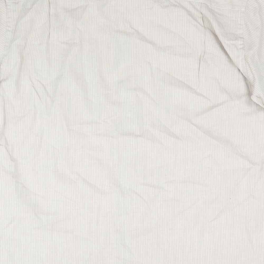 Greenwoods Mens Beige Striped Button-Up Size 16
