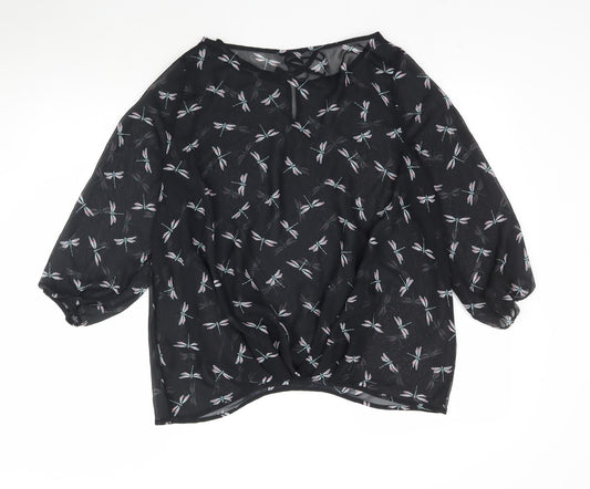 NEXT Womens Black Mesh Basic Blouse Size 10