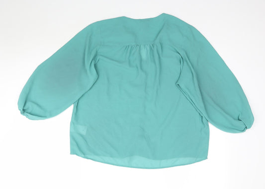 H&M Womens Green Basic Blouse Size 8