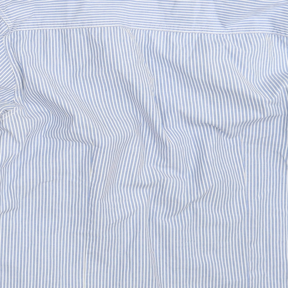 New Look Mens Blue Striped Button-Up Size L
